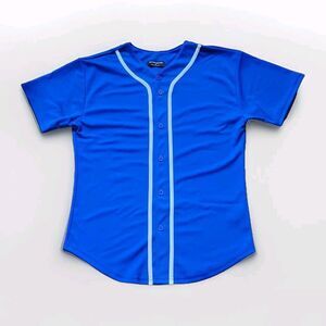 Mens Team Sports Printable Blank Baseball Jersey Collar Button Up Shirt Small